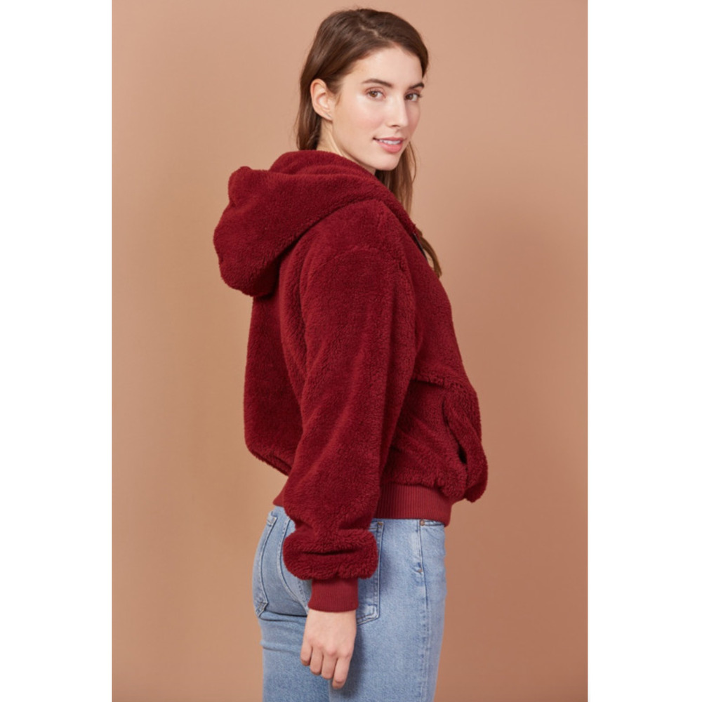 EVEREVE BLANKNYC NWT Cozy Full Zip Hoodie Sweatshirt Jacket in Red // XS - Picture 2 of 10